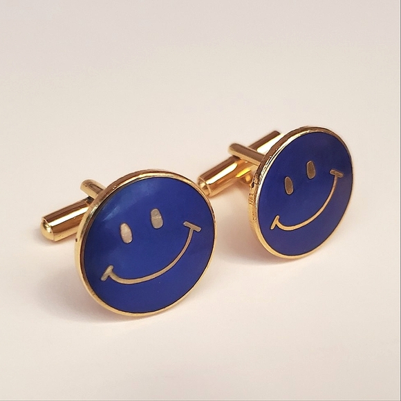 Smiley Face Enamel Cuff Links - Picture 2 of 7